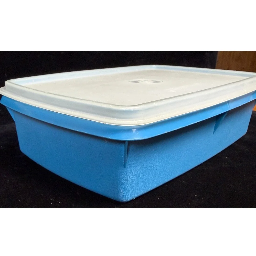 Vintage Tupperware/TupperCraft Blue Stow-Away Organizer Box with Tray 787-4